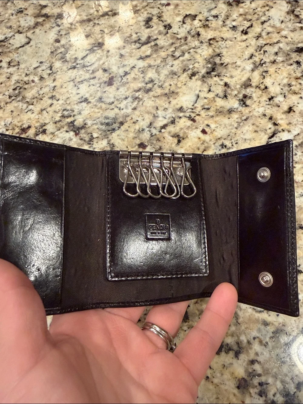Fendi Brown Men’s Tri-Fold Wallet with key holder